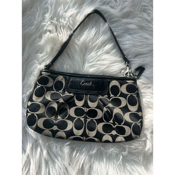 Coach Signature C Wristlets black and tan clean lightly used - Picture 1 of 7